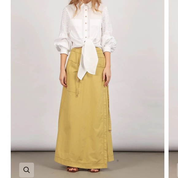 SITKA SEMSCH 100% Cotton Green Wrap Asymmetrical Long with Pockets Skirt Small - Picture 11 of 12